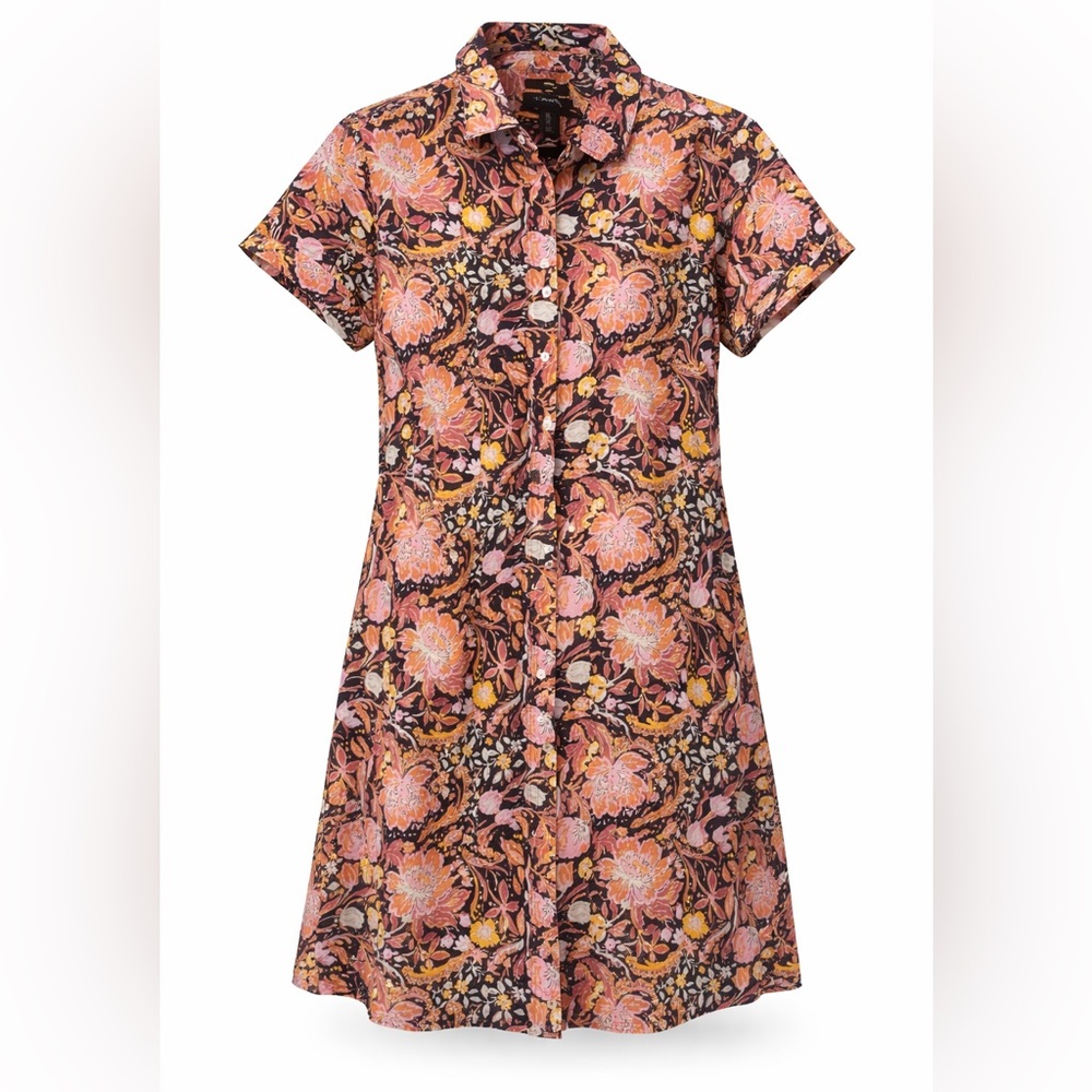 162🌟Tahari Floral Linen Shirt Dress | Short Sleeve | Button Front NWOT🌟